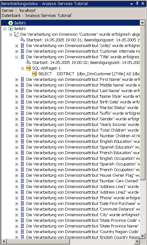 SQL-Abfragen 1 (Knoten im Fenster Bereitstellungsstatus)