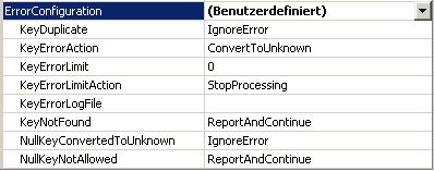 ErrorConfiguration-Eigenschaftenauflistung