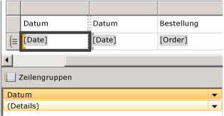 Zum Zeilengruppenbereich hinzugefügtes Datumsfeld