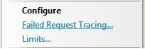 Screenshot: Ablaufverfolgung fehlgeschlagener Anforderungen unter Konfigurieren.