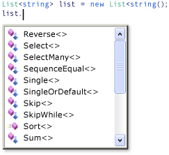 Standardabfrageoperatoren in Intellisense