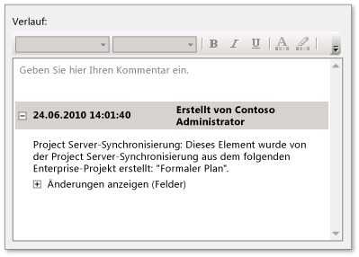 Synchronisierungsmeldung für Project Server