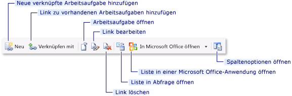 Arbeitsaufgabenformular - Steuerelemente der Symbolleiste für Links