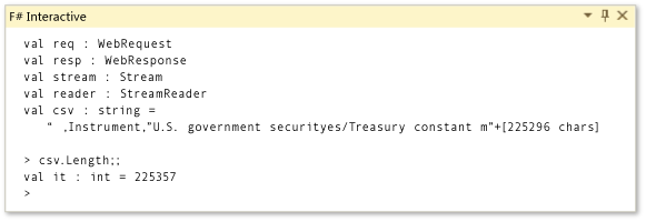F# Interactive-Fenster