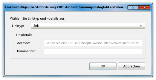 Dialogfeld "Link hinzufügen"