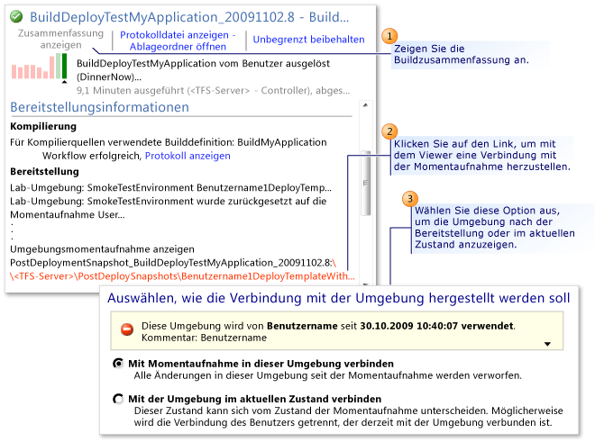 Verbindung mit der Umgebung aus den Buildergebnissen erstellen