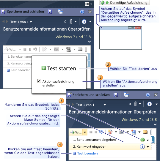 Aktionsaufzeichnung im Testprogramm erstellen