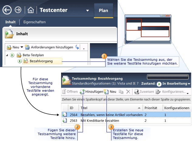 Einer Testsammlung Testfälle hinzufügen