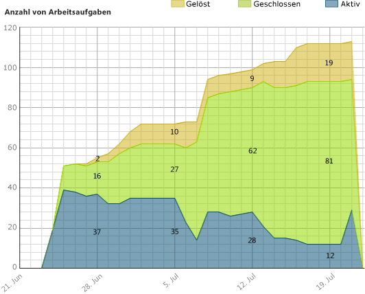 Beispiel für Bericht über Anzahl der Arbeitsaufgaben