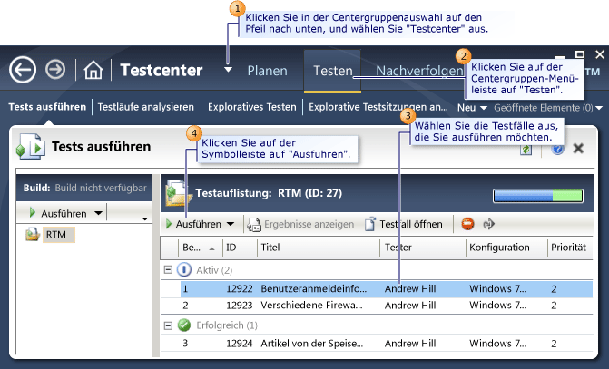 Test auswählen, der im Microsoft Test-Manager ausgeführt werden soll