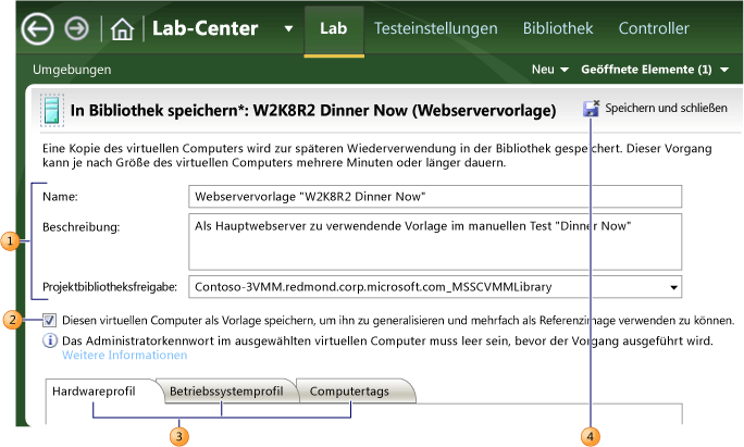 Erstellen einer gespeicherten VM aus einer bereitgestellten Umgebung