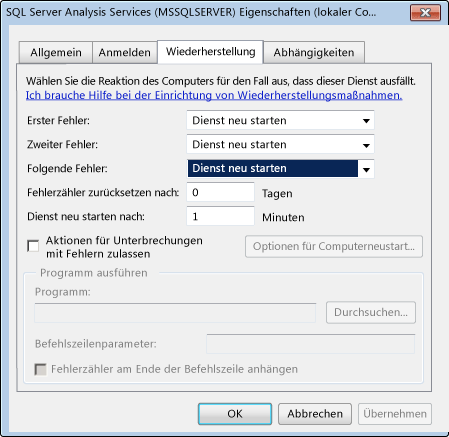 Analysis Services-Eigenschaften