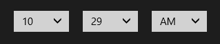 Ein TimePicker-Steuerelement mit der Uhrzeit 10:29 AM.