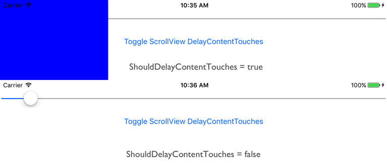 ScrollView Delay Content Touches Platform Specific