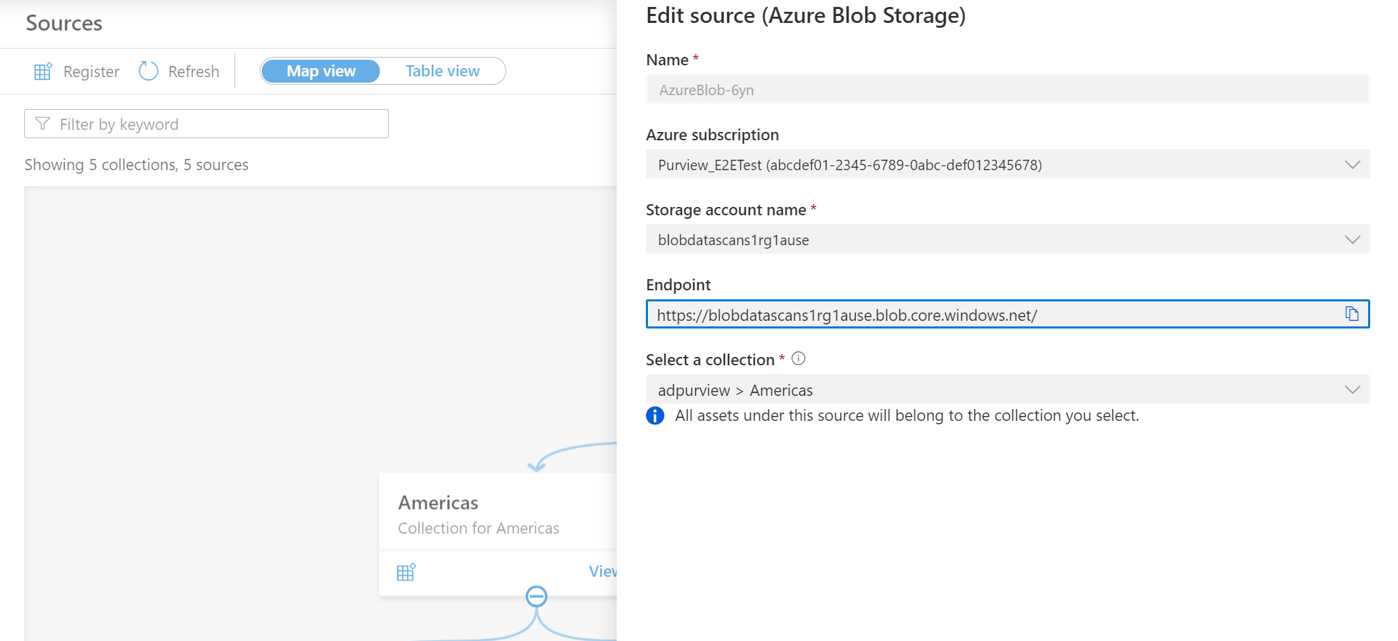 Screenshot: Details, die eingegeben werden müssen, um die Datenquelle zu registrieren