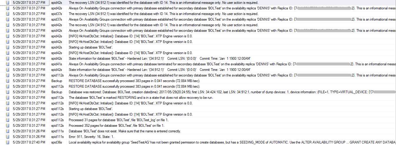 SQL Server-Protokoll