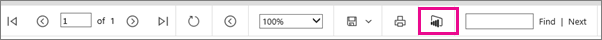 Screenshot der Symbolleiste für die Berichtsanzeige, in der die Schaltfläche 