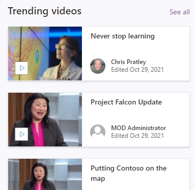 Beispiel für trending videos list from side bar of video portal site (Beispiel)