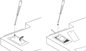 Entfernen Sie die Abdeckungsschraube und die Abdeckung von der Compute-Patrone, und entfernen Sie dann das SSD-Laufwerk (Solid State Drive).