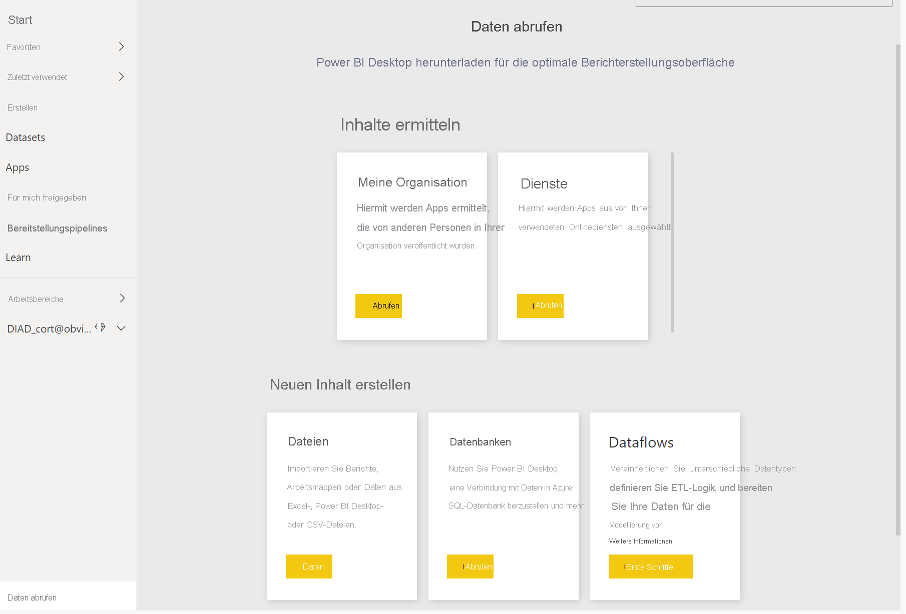 Screenshot der App-Konfiguration in einem Power BI-Arbeitsbereich.