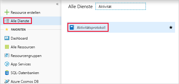 Screenshot of the Azure portal showing the location of Activity logs option.