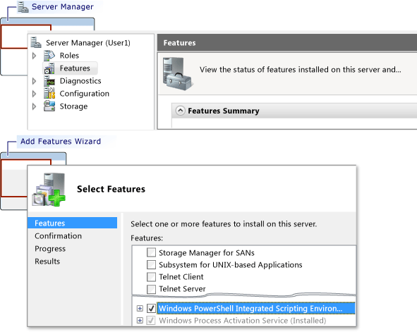 Hinzufügen von PowerShell mit dem Server-Manager