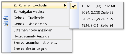 Stacks menu with 2 options on C while J is current