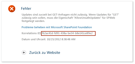 IntelliTrace - SharePoint error - correlation ID