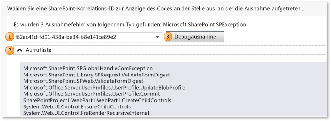 IntelliTrace log - SharePoint unhandled exceptions