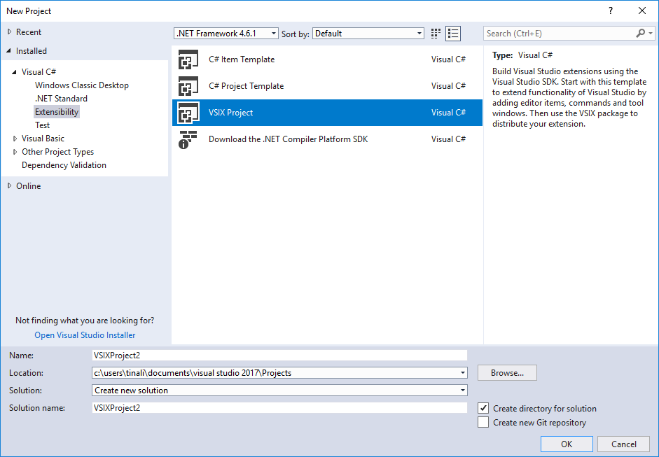 create vsix project