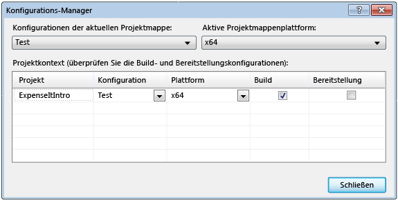 Screenshot of Configuration Manager with Test configuration.