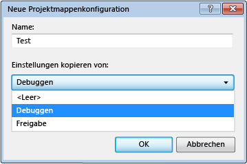 Screenshot of the New Solution Configuration Dialog Box.