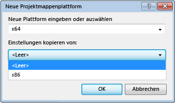 Screenshot of New solution platform dialog box.