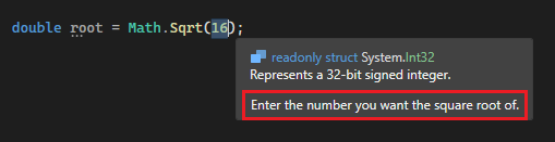 QuickInfo für Ersetzungsparameter in Codeausschnitt in Visual Studio