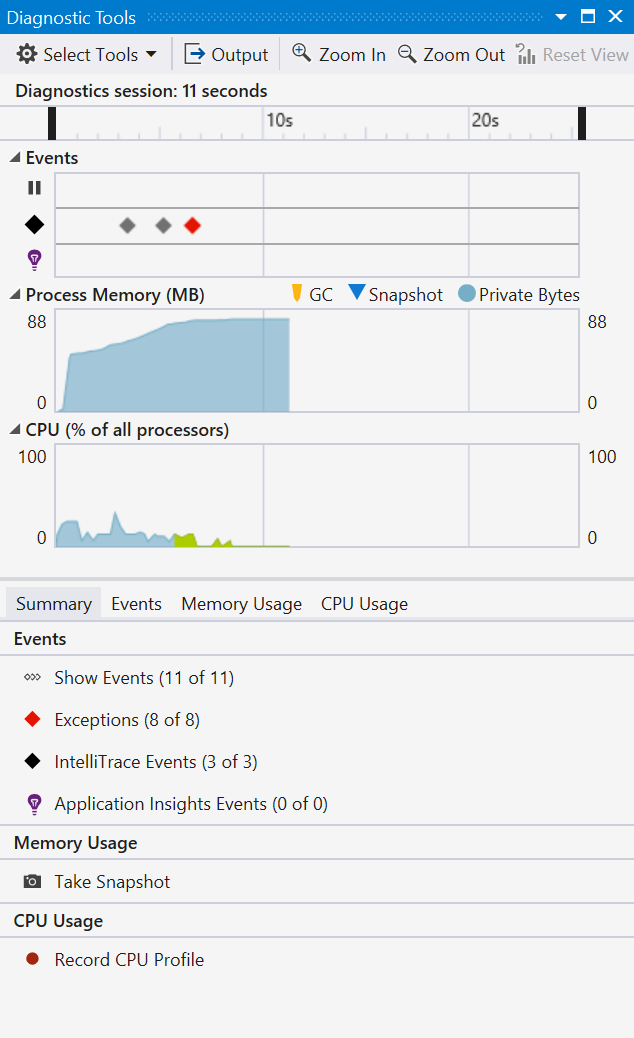 Screenshot des Fensters „Diagnosetools“