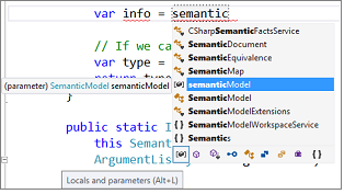 IntelliSense-Abschlussfilterung