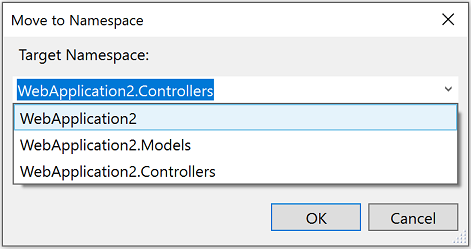 Auswählen des Zielnamespace