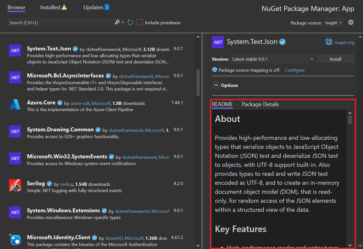 NuGet README PM UI-