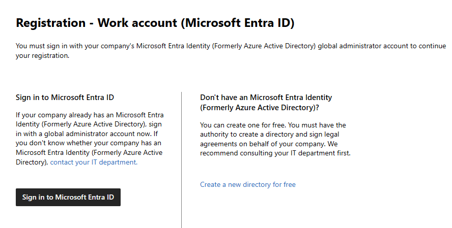 Screenshot der Microsoft Entra ID-Seite des Anmeldeprozesses für das Hardwareentwicklerprogramm mit der ausgewählten Schaltfläche „Bei Microsoft Entra ID anmelden“.