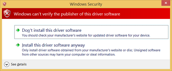 Screenshot der Windows-Sicherheitswarnung, die besagt, dass Windows den Herausgeber nicht verifizieren kann.