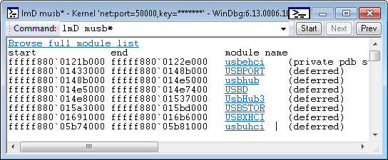 Screenshot der Modulliste nach dem Klicken auf den Link in der DML-Dateiausgabe.