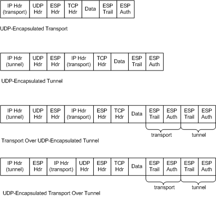 Diagramm, das die udp-esp-Kapselungsuntertypen für Port 4500 veranschaulicht.