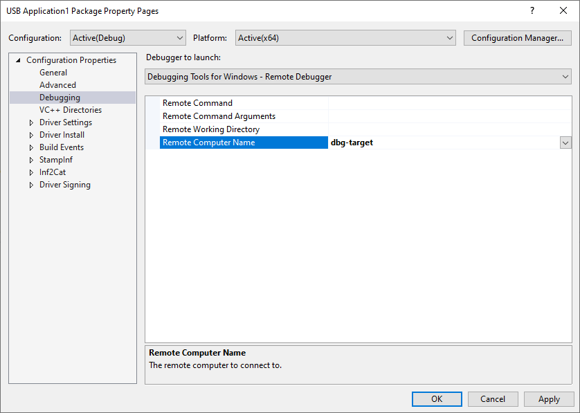 Winusb-Vorlagen-Remotedebugger.