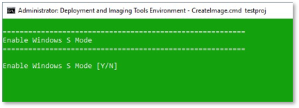 Fenster mit Eingabe von „Y“ zur Aktivierung des S-Modus im Image