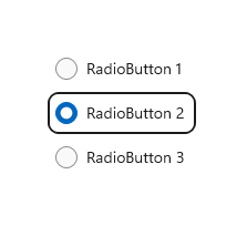 Beispiel für Fokus und Auswahl vor der Tastaturnavigation