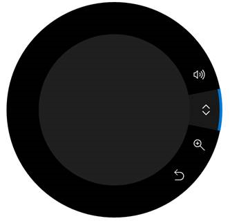 Screenshot des Surface Dial-Bildschirmmenüs.