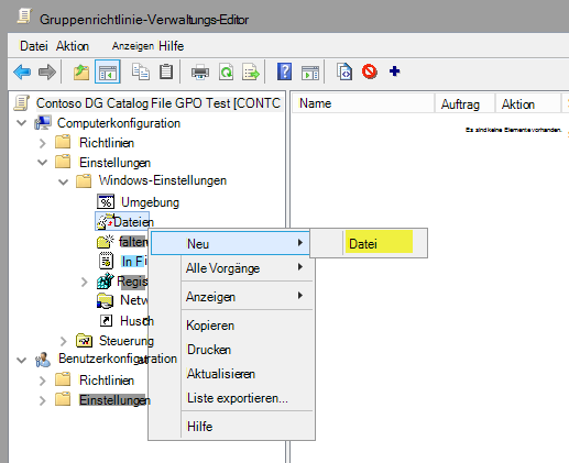 Gruppenrichtlinie Management Editor, Neue Datei.