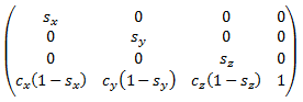 Vier-mal-vier-3D-Skalierungsmatrix