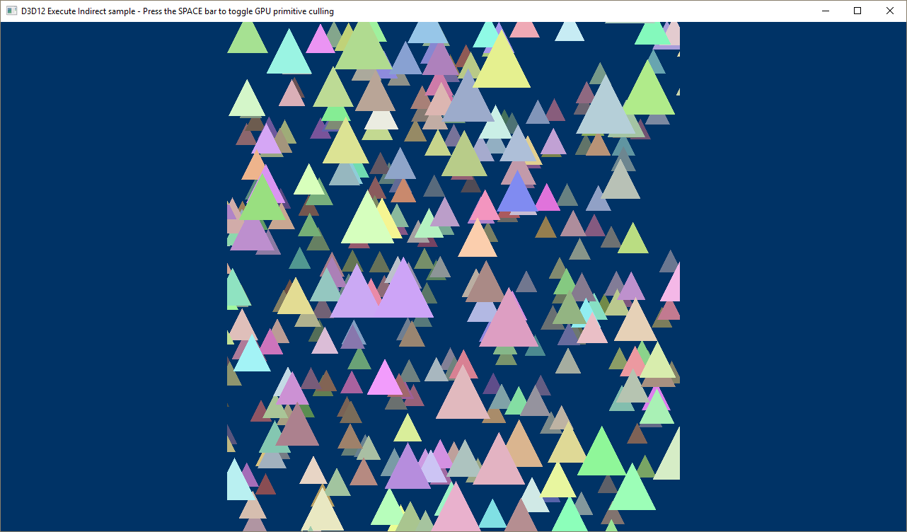 Screenshot des indirekten Exectue-Beispiels mit GPU-Culling