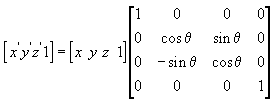 Gleichung einer x-Rotationsmatrix für einen neuen Punkt